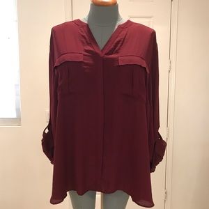 A.N.A. Top Shirt Blouse Plus Size 5X Maroon/Burgundy